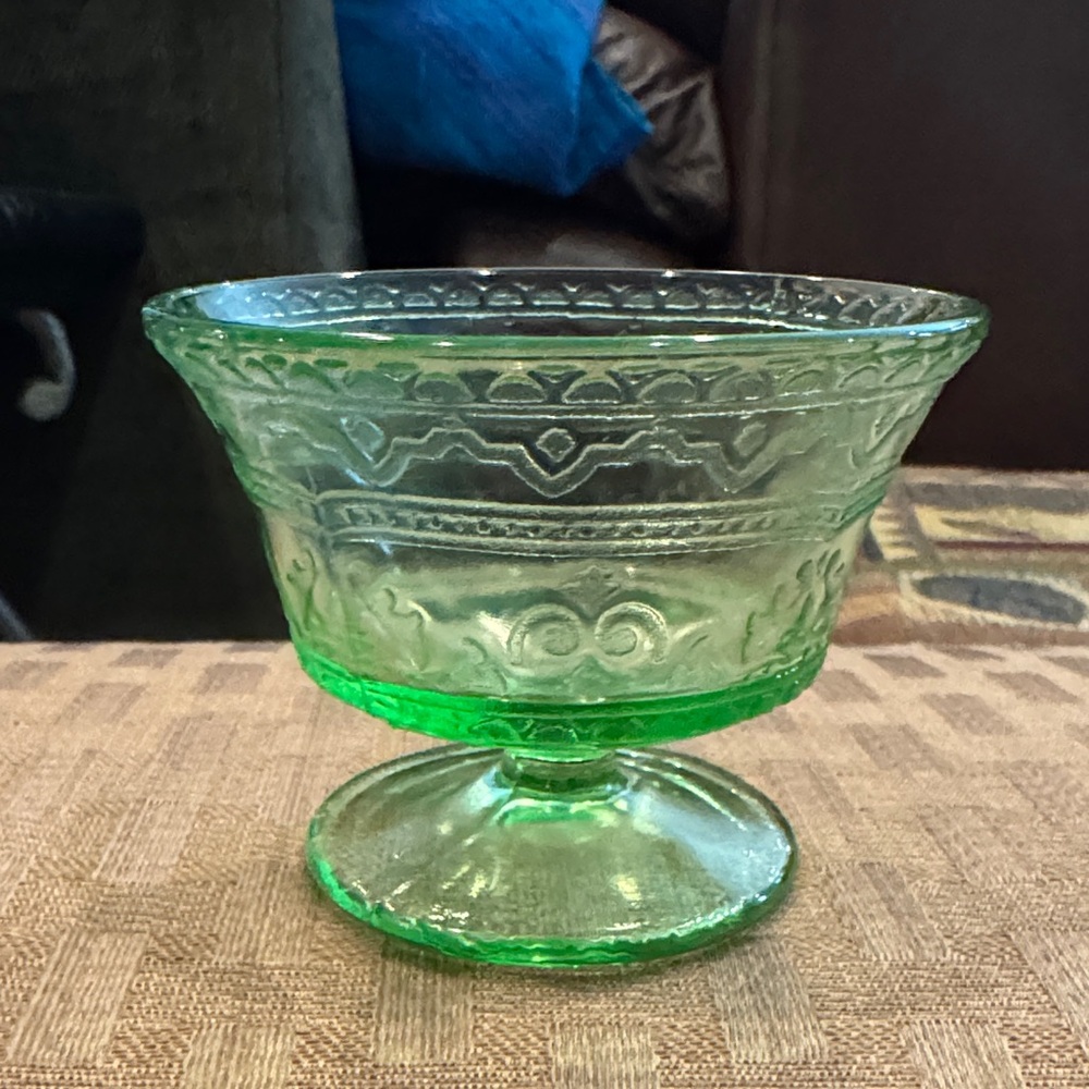 Federal Uranium Glass Pedestal Compote